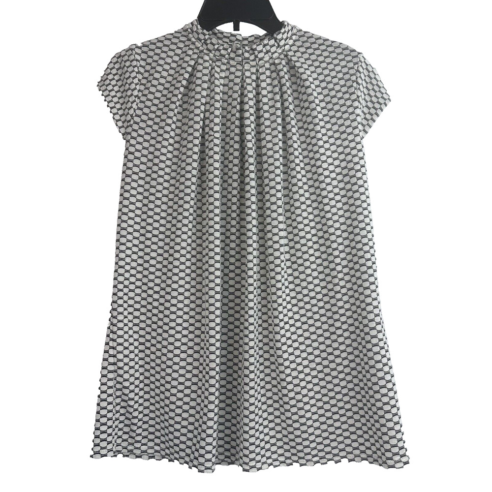 Elle Shirt Womens Small Black/White Short Sleeve Dress Top Office/School Stretch